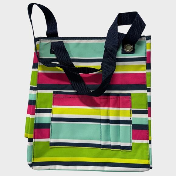 Thirty-One Tall Organizing Tote Preppy Pop Colorful Stripe - Picture 2 of 7